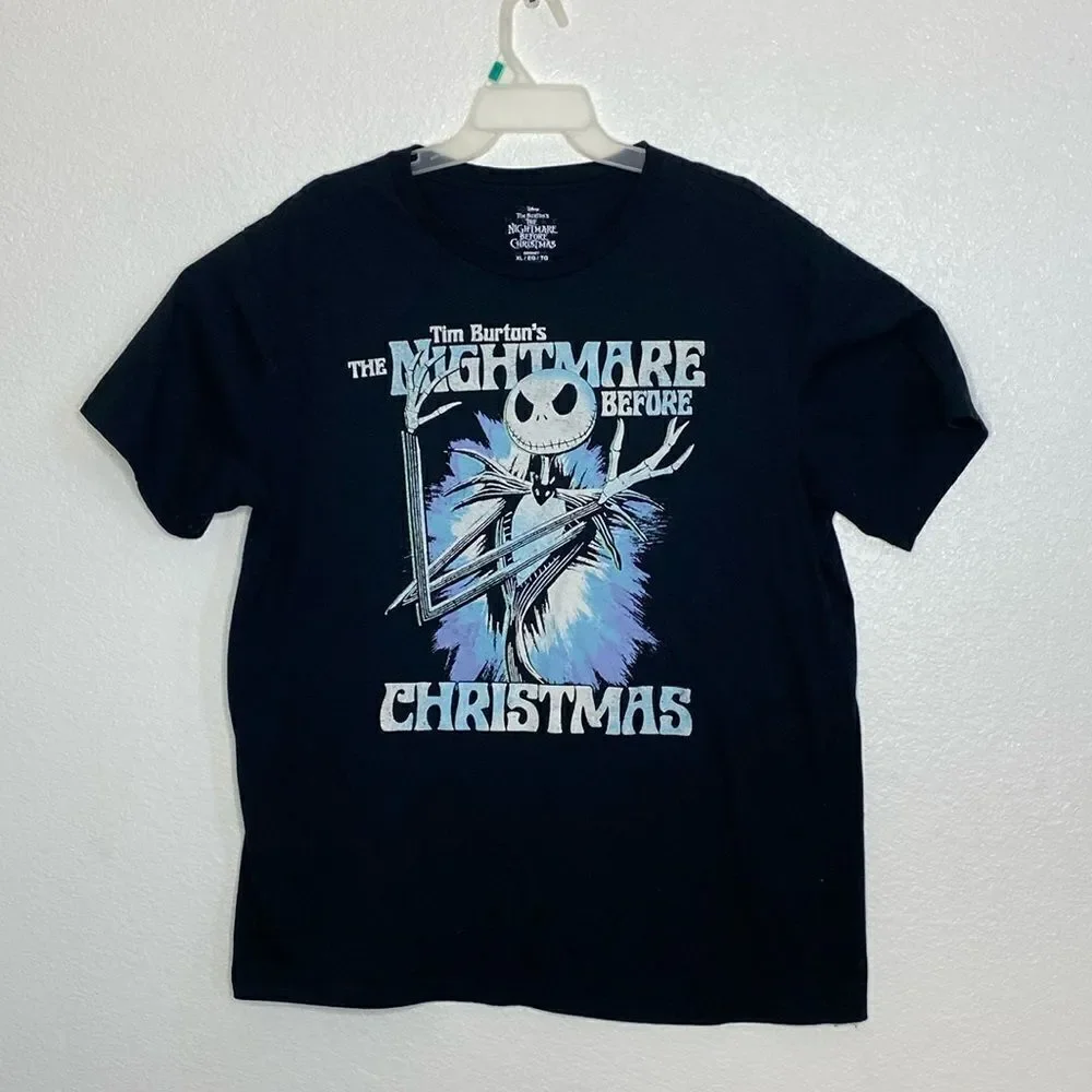 DISNEY Tim Burton’s Nightmare Before Christmas Men’s Black T Shirt Size XL